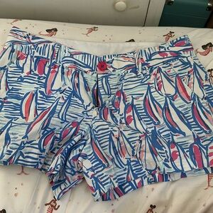 Lily pulitzer blue pink white shorts, size 8, excellent condition